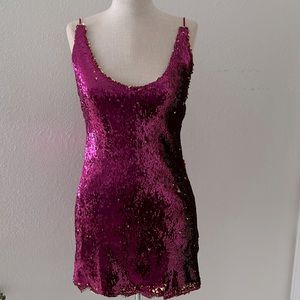 Free People Magenta Sequin Slip Dress
